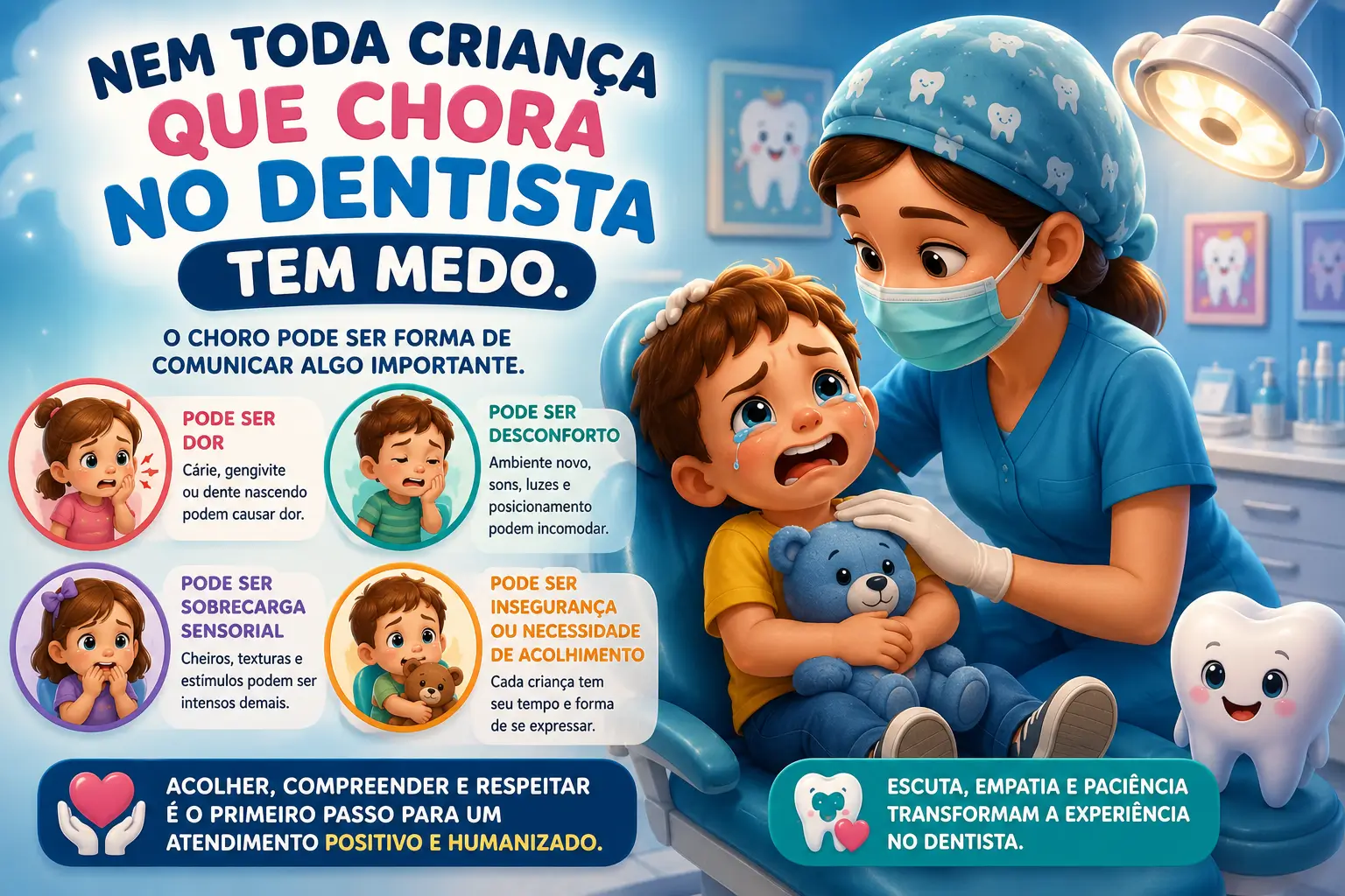 Nem toda criança que chora no dentista tem medo.