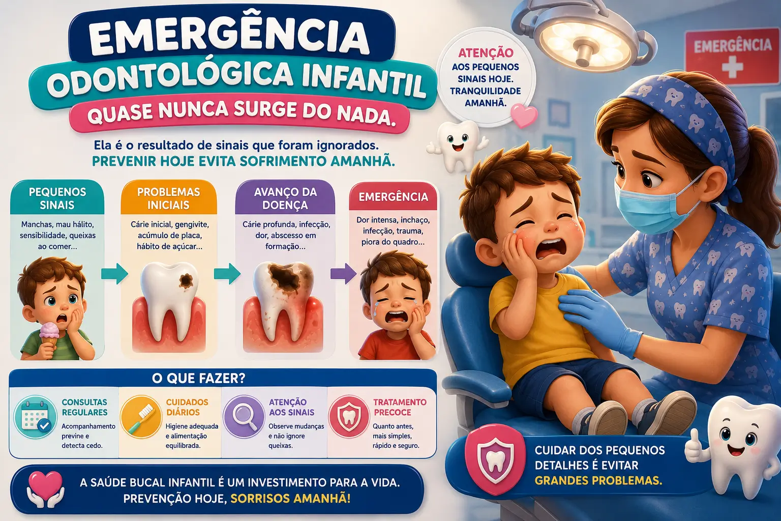Emergência odontológica infantil quase nunca surge do nada.